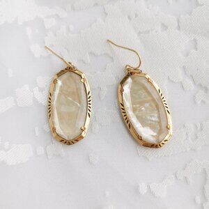 Kendra Scott Elle Vintage Gold Etch Frame Earrings Abalone